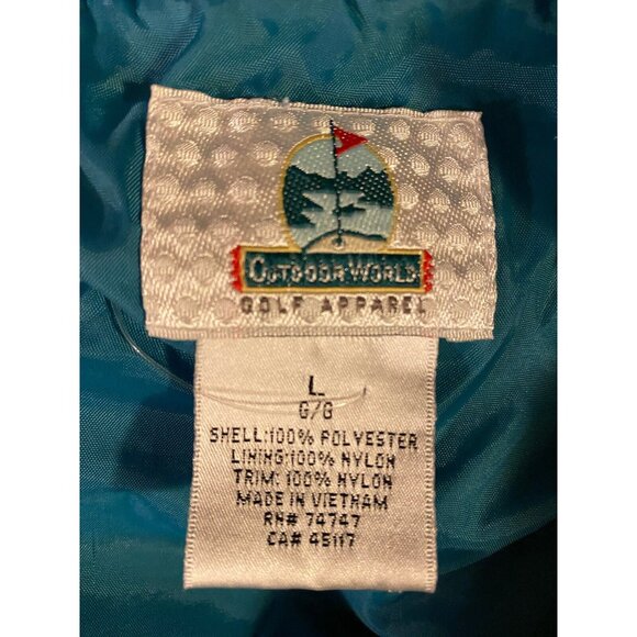 Outdoor World Golf  Apparel Mens Size Large Windbreaker V Neck Green - Picture 13 of 15